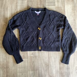No Boundaries Long Sleeve Cropped Tight Knit Black Cardigan Size S (3-5)